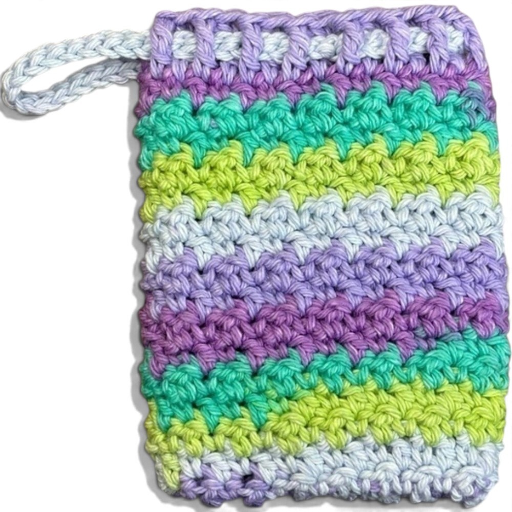 Handmade Crochet  Soap Saver Bag Cotton Handcrafted Exfoliating Drawstring Bag